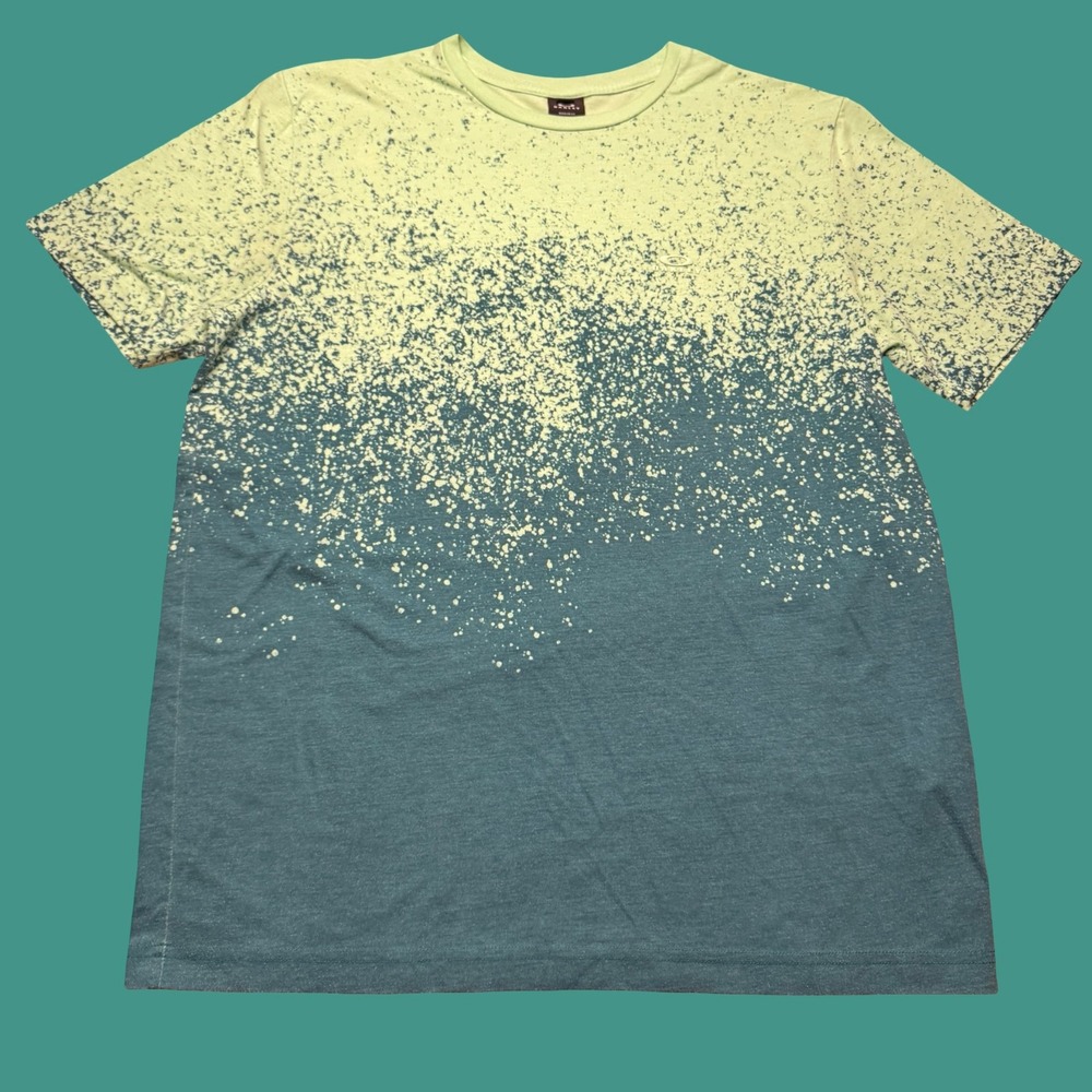 Oakley T Shirt Mens L Teal Mint Gradient Splatter Logo Regular Fit Y2K